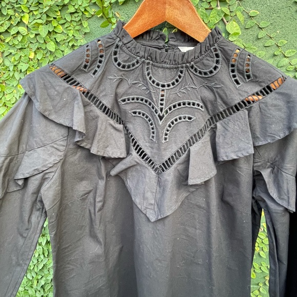 NWT | Love & Roses | cutwork black poplin blouse | Size 8 - Picture 5 of 10